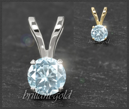 Anhänger 585 Gold Aquamarin hellblau, 4,5,6,7mm